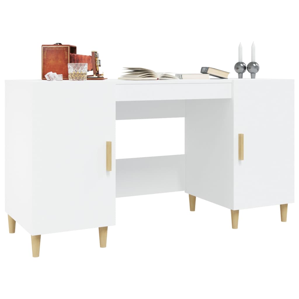 Bureau blanc 140x50x75 cm en bois