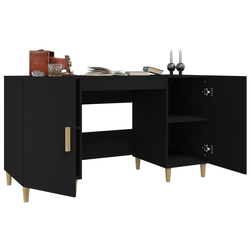 Bureau noir 140x50x75 cm en bois