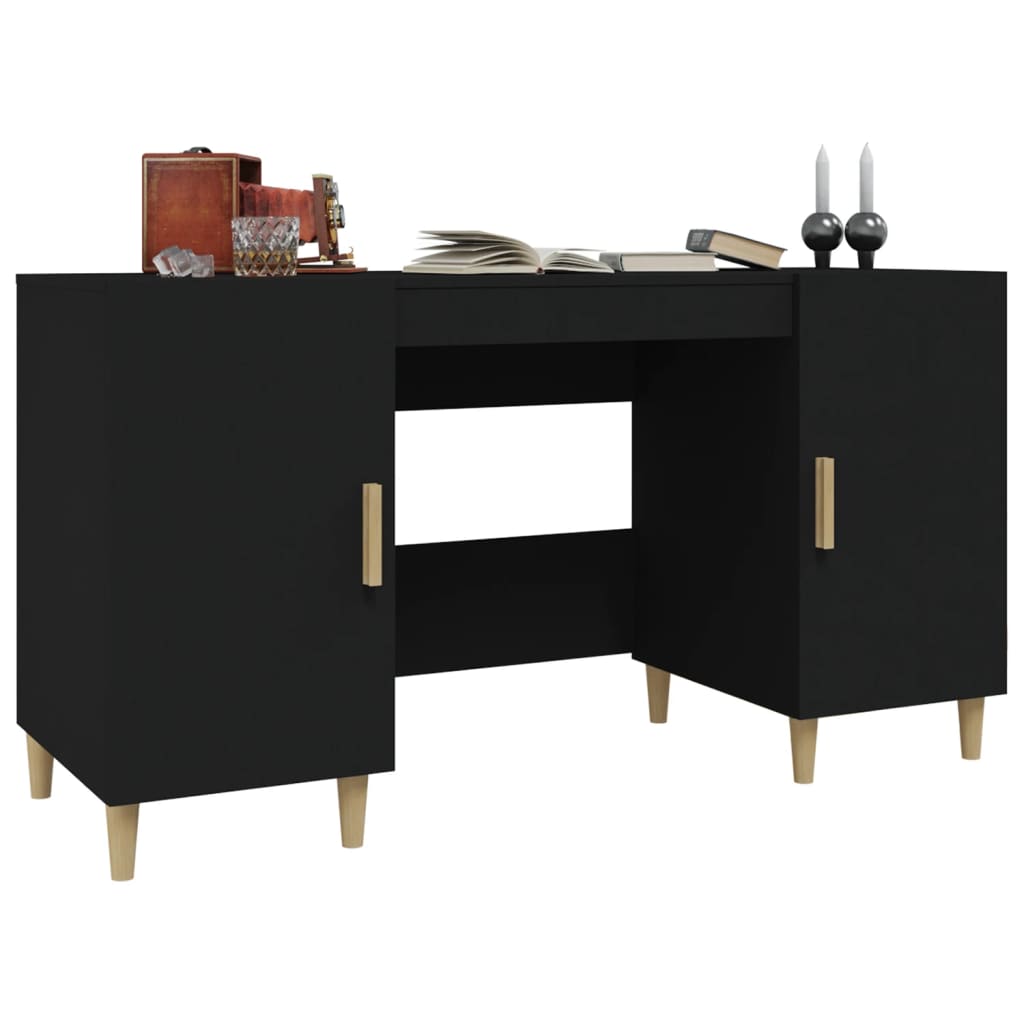 Bureau noir 140x50x75 cm en bois