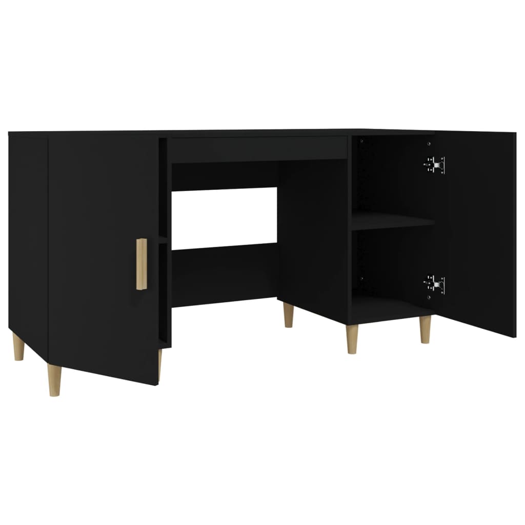 Bureau noir 140x50x75 cm en bois