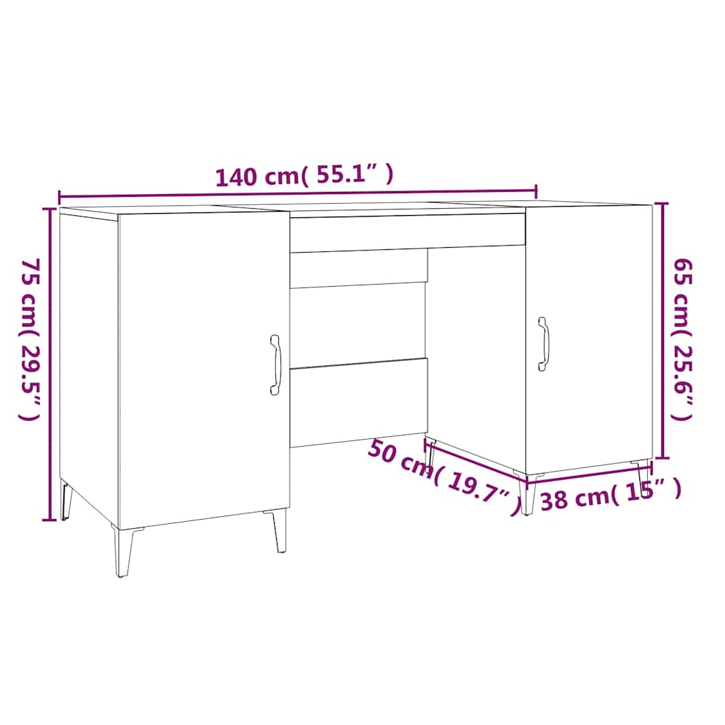 Schreibtisch Weiß 140x50x75 cm Holzwerkstoff
