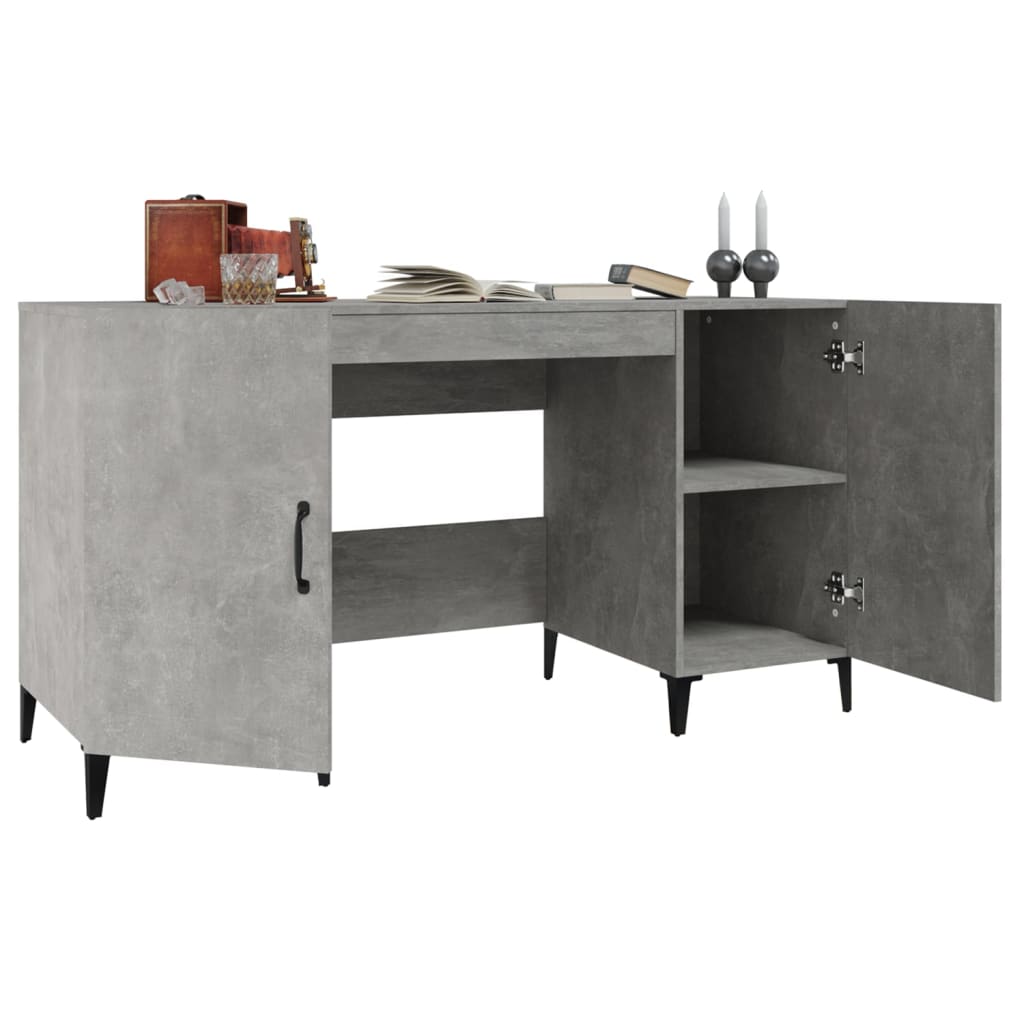 Bureau gris béton 140x50x75 cm en bois