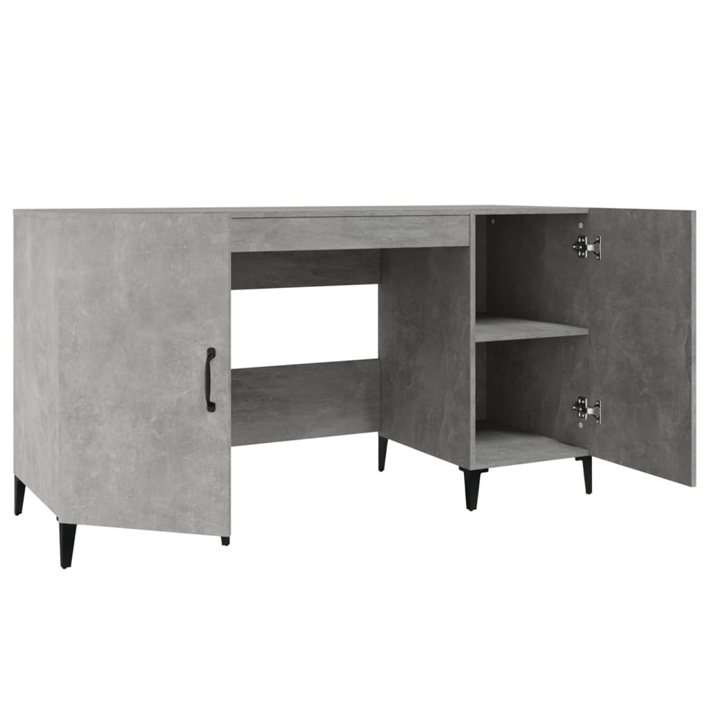 Bureau gris béton 140x50x75 cm en bois