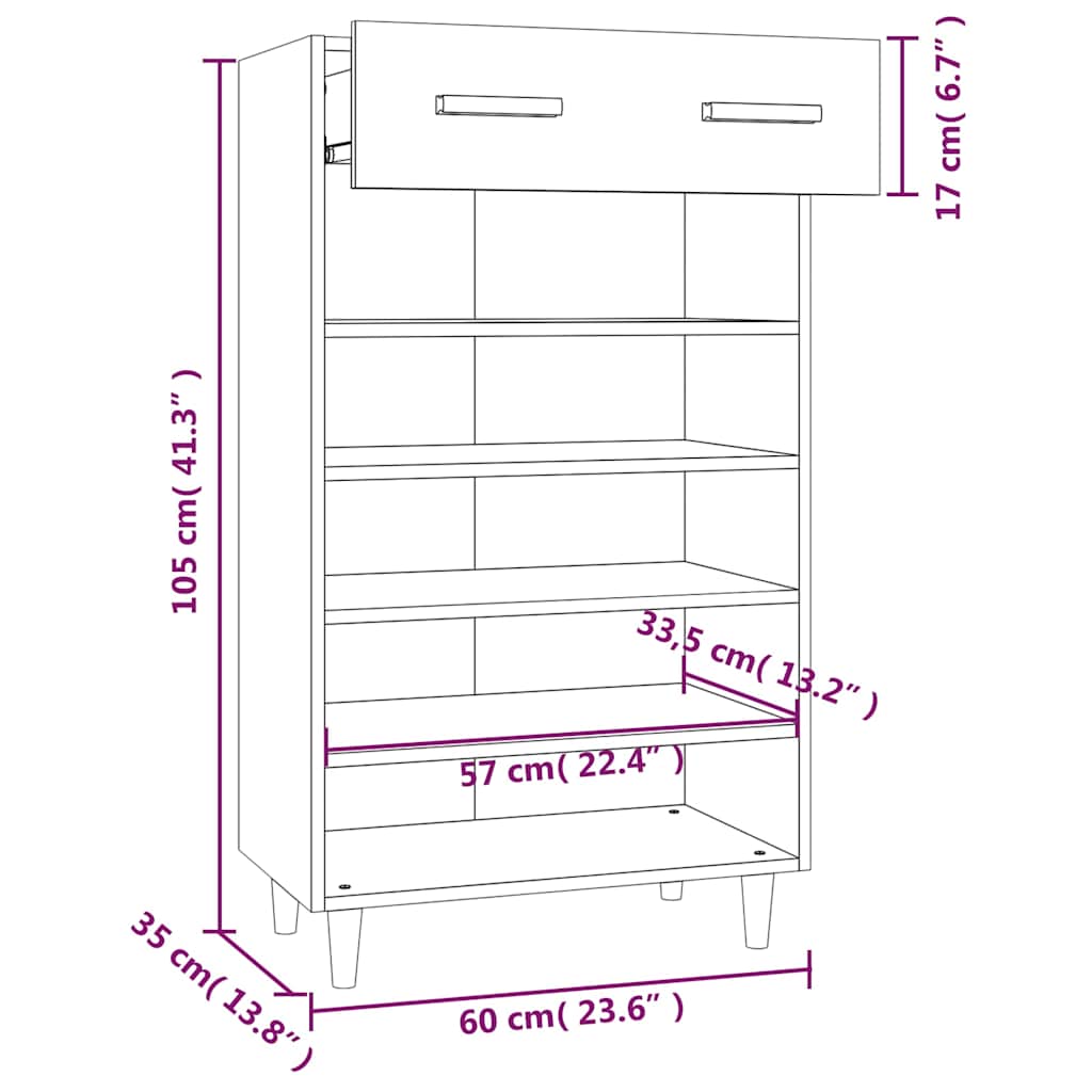 Schuhschrank Sonoma-Eiche 60x35x105 cm Holzwerkstoff