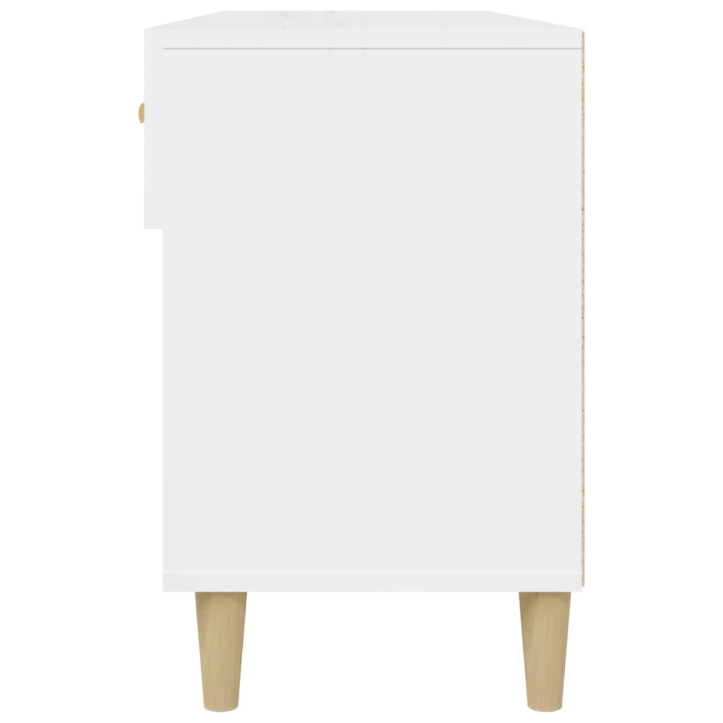Shoe cabinet high gloss white 102x35x55 cm wood material