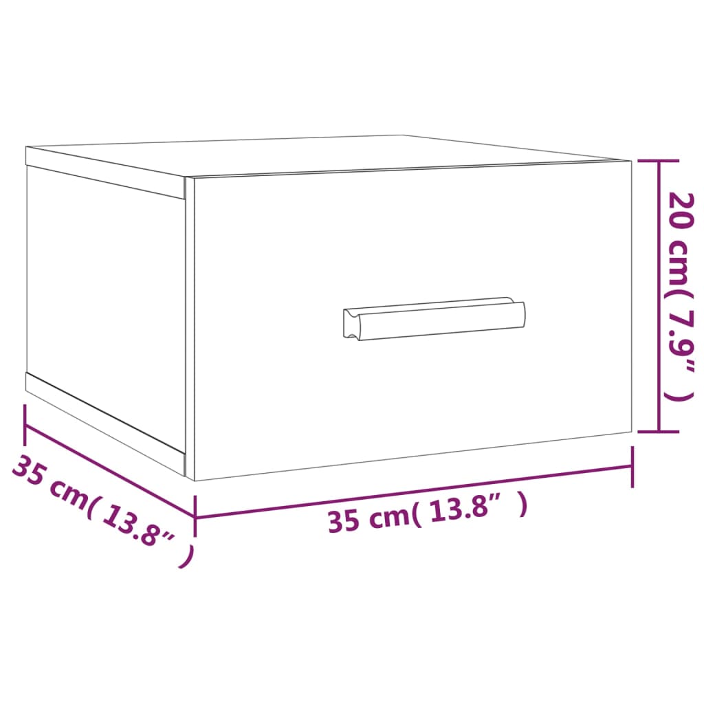 Table de chevet murale blanche 35x35x20 cm