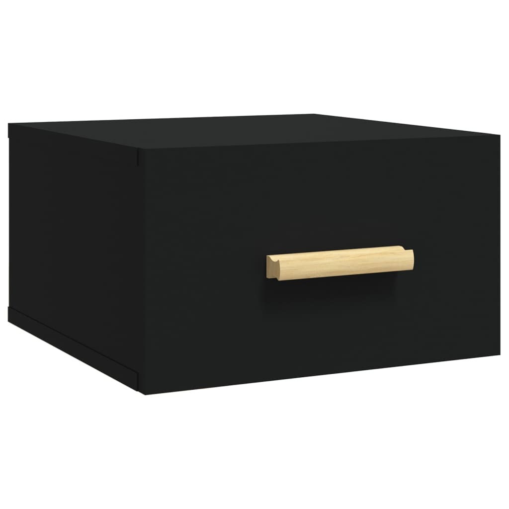 Table de chevet murale noire 35x35x20 cm