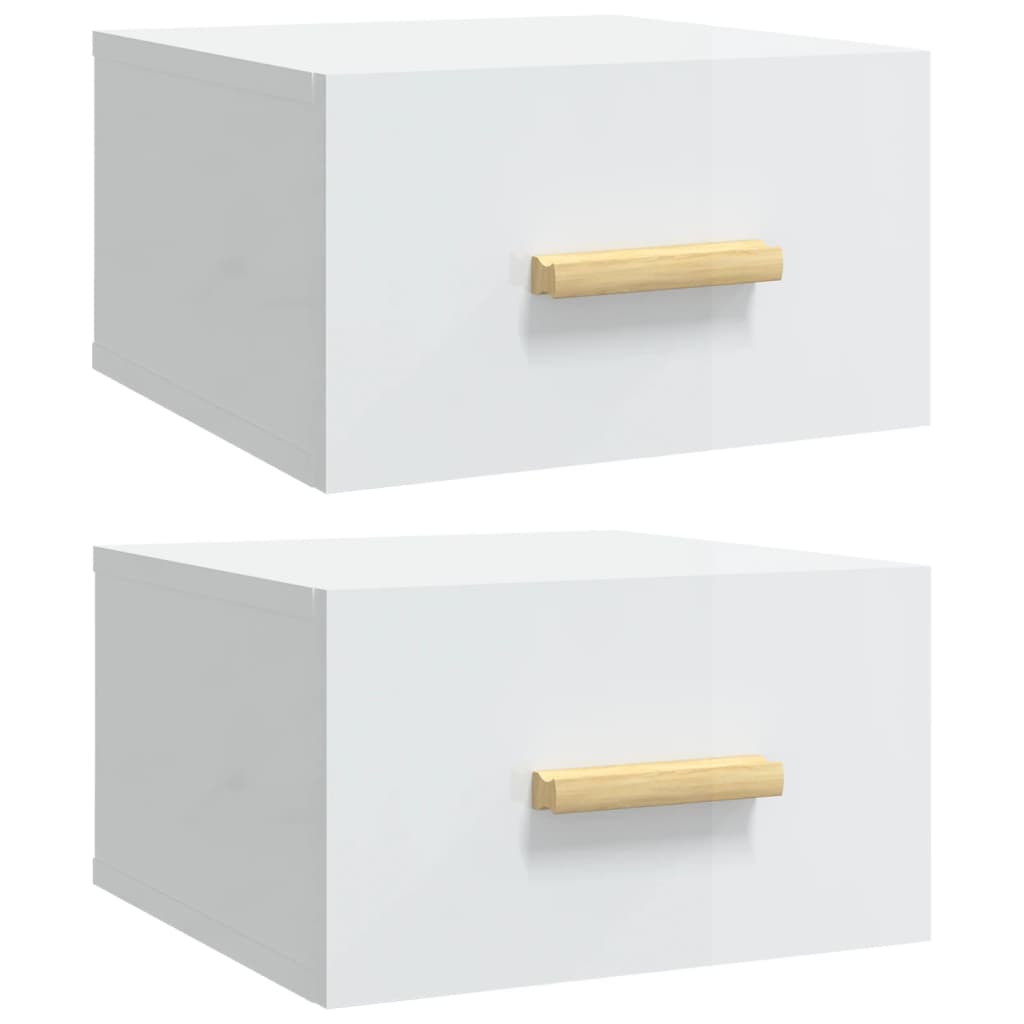 Tables de chevet murales 2 pcs. blanc brillant 35x35x20 cm