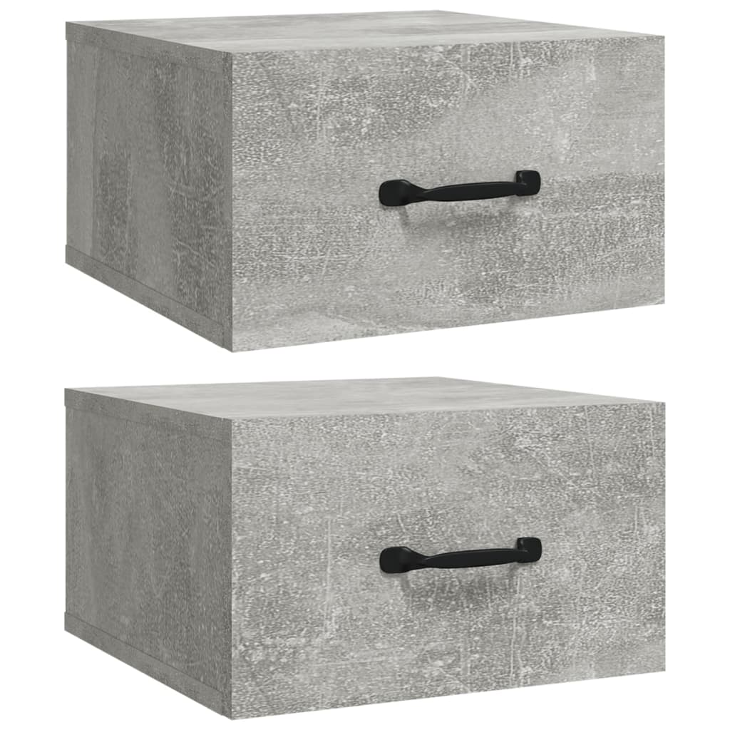 Tables de chevet murales 2 pcs gris béton 35x35x20 cm