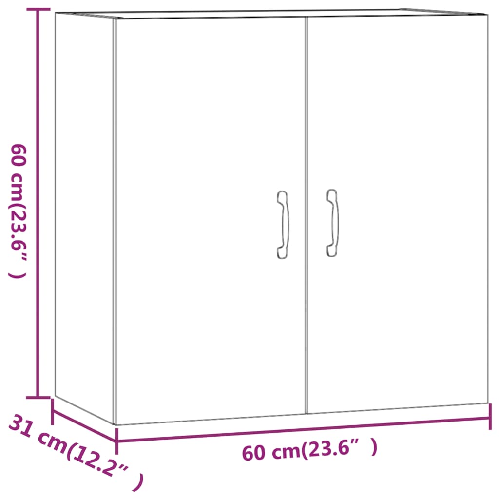 Armoire murale blanc brillant 60x31x60 cm en bois