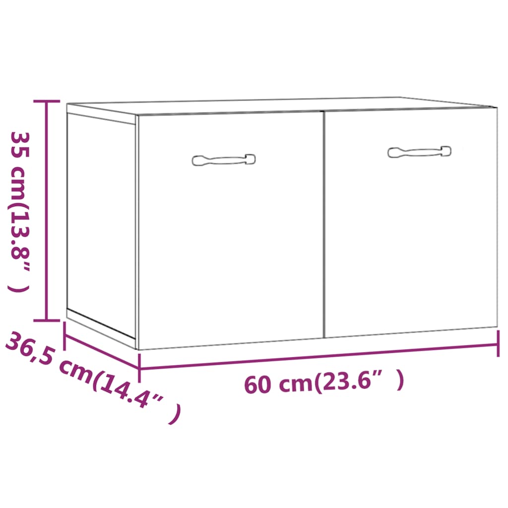 Wandschrank Hochglanz-Weiß 60x36,5x35 cm Holzwerkstoff