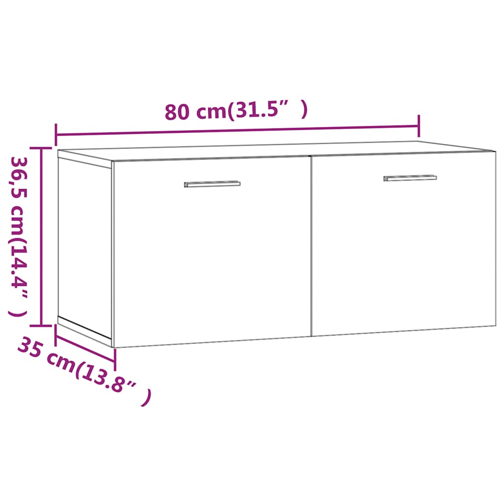 Wandschrank Weiß 80x35x36,5 cm Holzwerkstoff