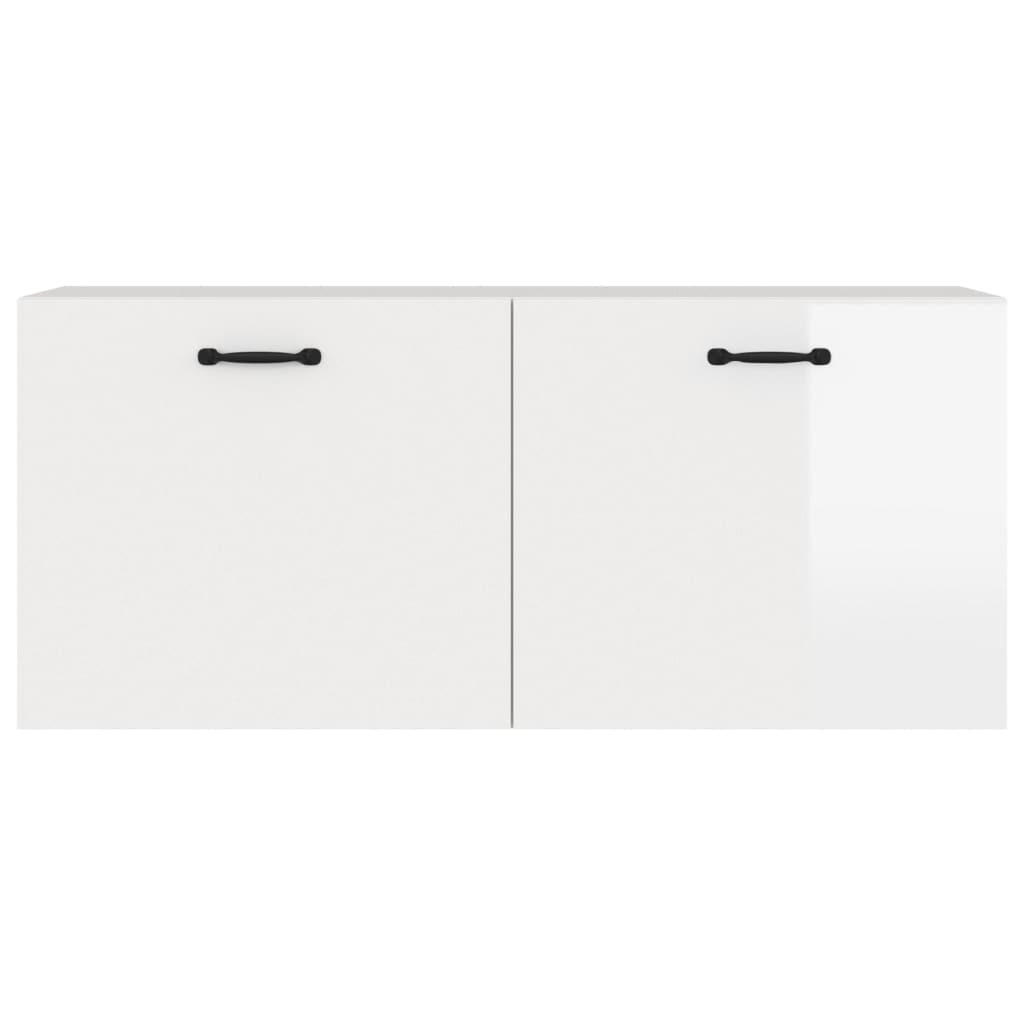 Armoire murale blanc brillant 80x36,5x35 cm en bois