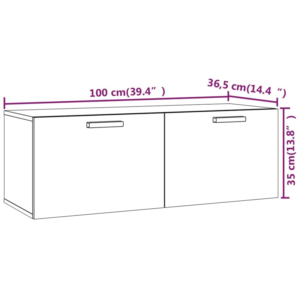 Wandschrank Schwarz 100x36,5x35 cm Holzwerkstoff