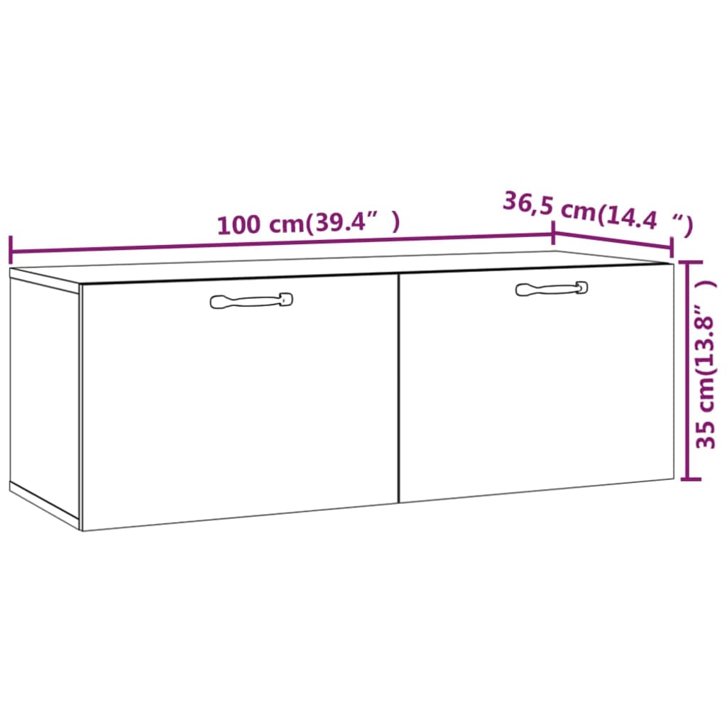 Armoire murale noire 100x36,5x35 cm matériau bois