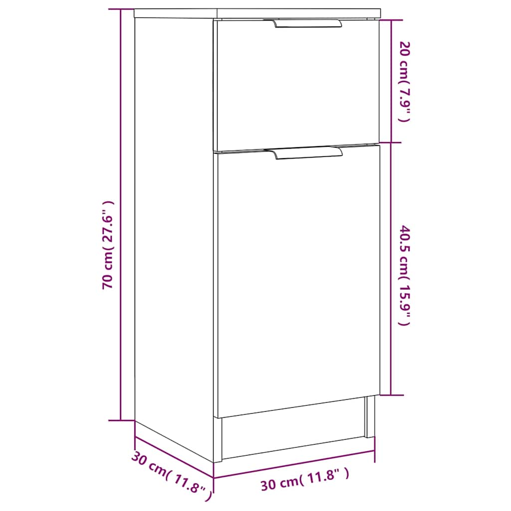 Sideboards 2 Stk. Grau Sonoma 30x30x70 cm Holzwerkstoff
