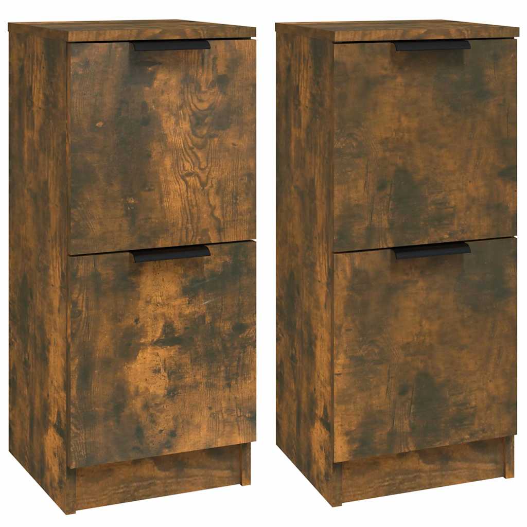 Sideboards 2 Stk. Räuchereiche 30x30x70 cm Holzwerkstoff