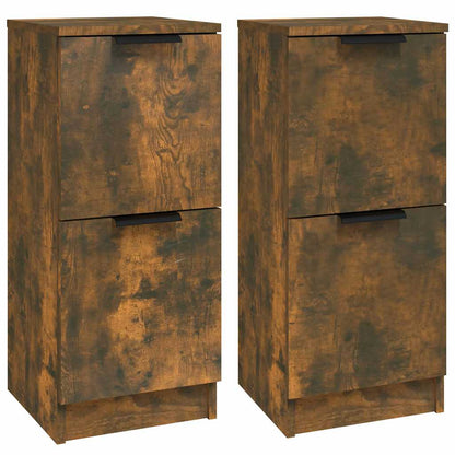 Sideboards 2 Stk. Räuchereiche 30x30x70 cm Holzwerkstoff