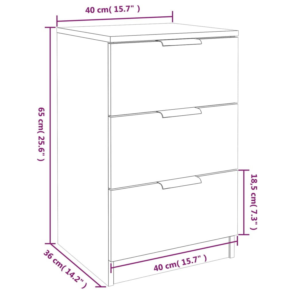 Table de chevet aspect chêne marron 40x36x65 cm