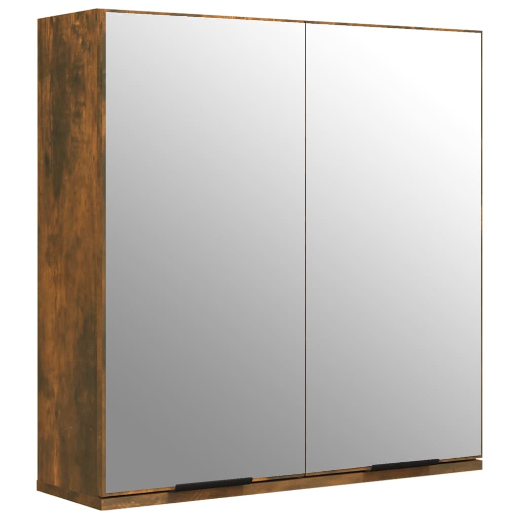 Armoire de toilette avec miroir en chêne fumé 64x20x67 cm