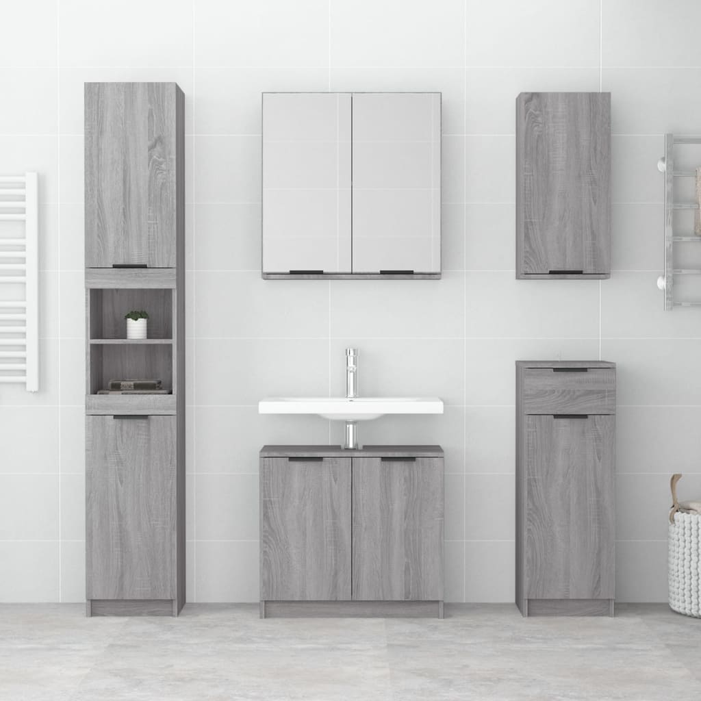 Armoire de toilette avec miroir gris Sonoma 64x20x67 cm