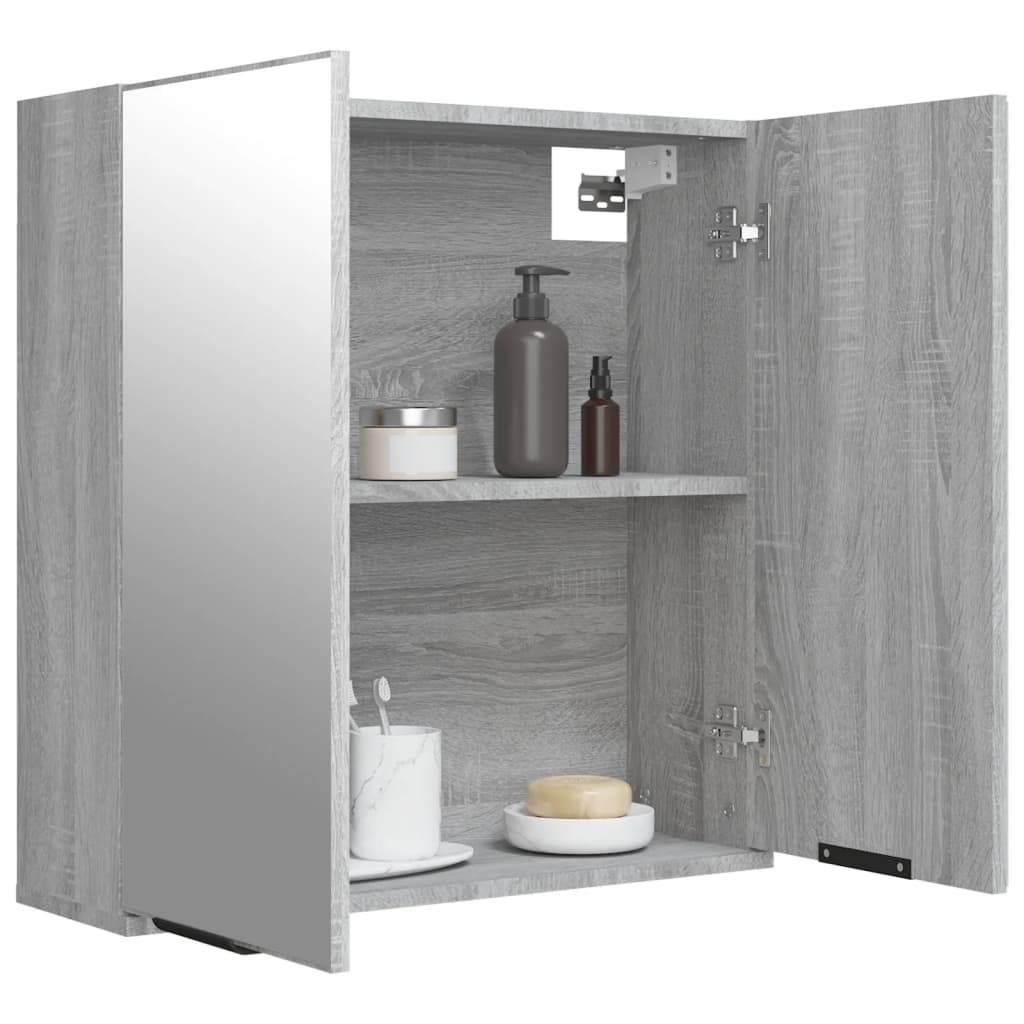 Armoire de toilette avec miroir gris Sonoma 64x20x67 cm