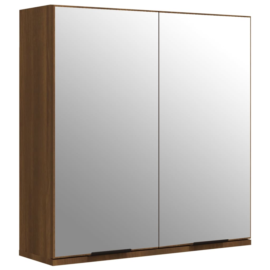 Armoire de toilette avec miroir pour salle de bain aspect chêne marron 64x20x67 cm