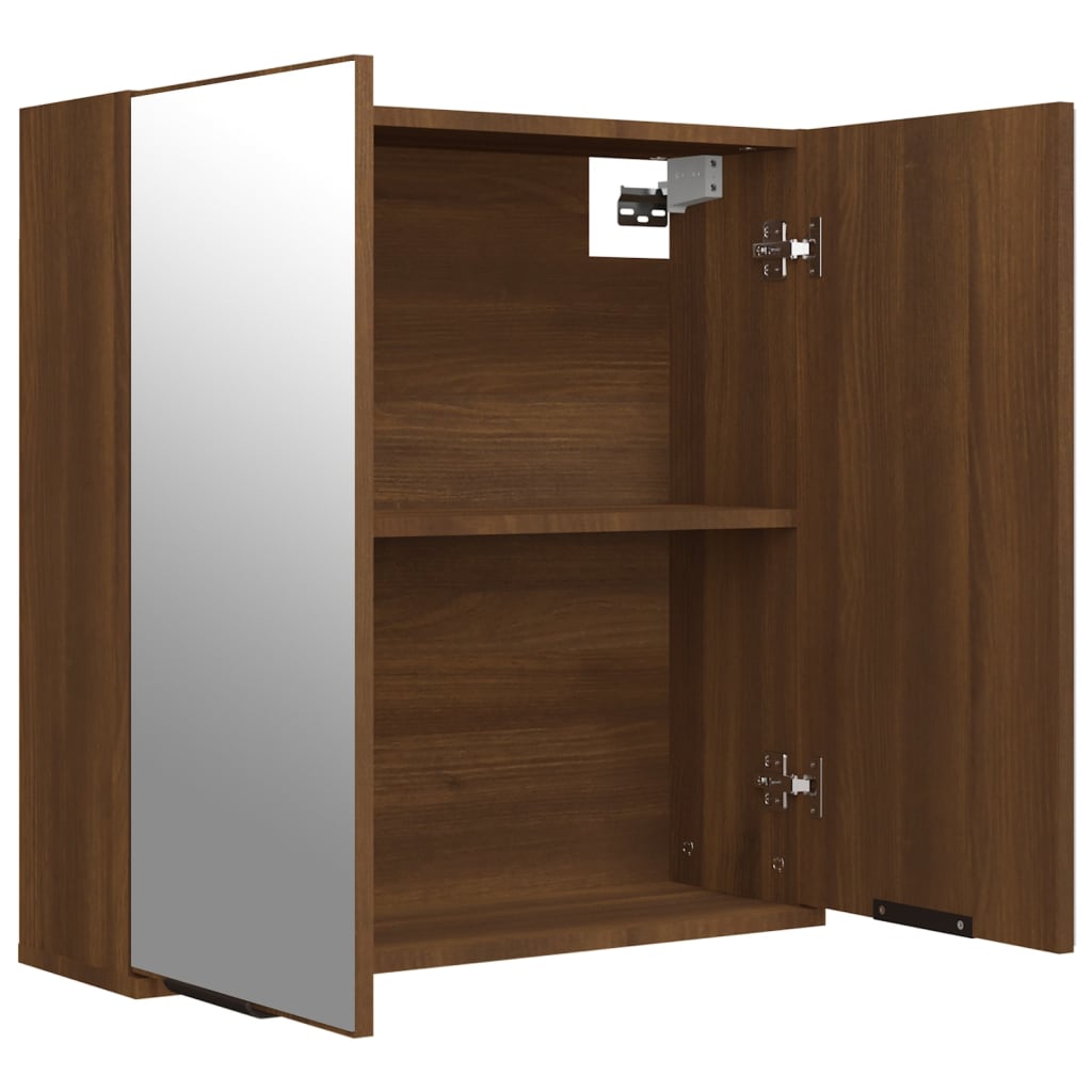 Armoire de toilette avec miroir pour salle de bain aspect chêne marron 64x20x67 cm