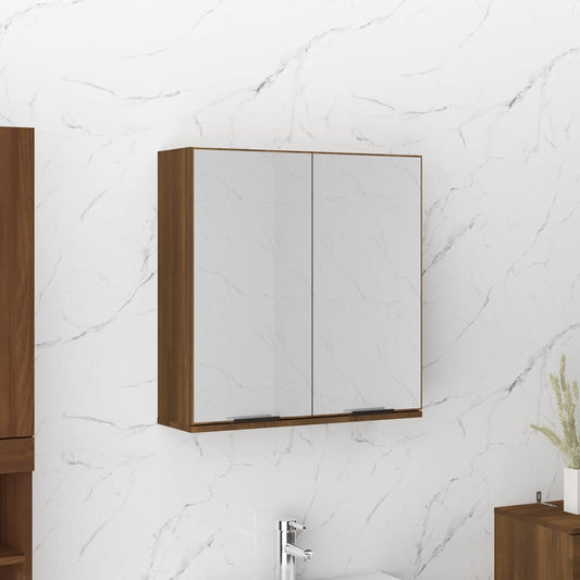 Armoire de toilette avec miroir pour salle de bain aspect chêne marron 64x20x67 cm