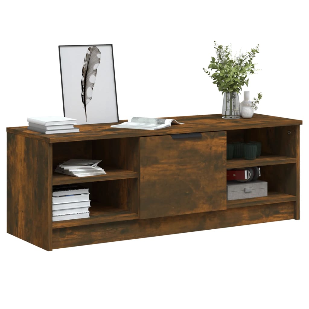 Meuble TV en chêne fumé 102x35,5x36,5 cm matériau à base de bois