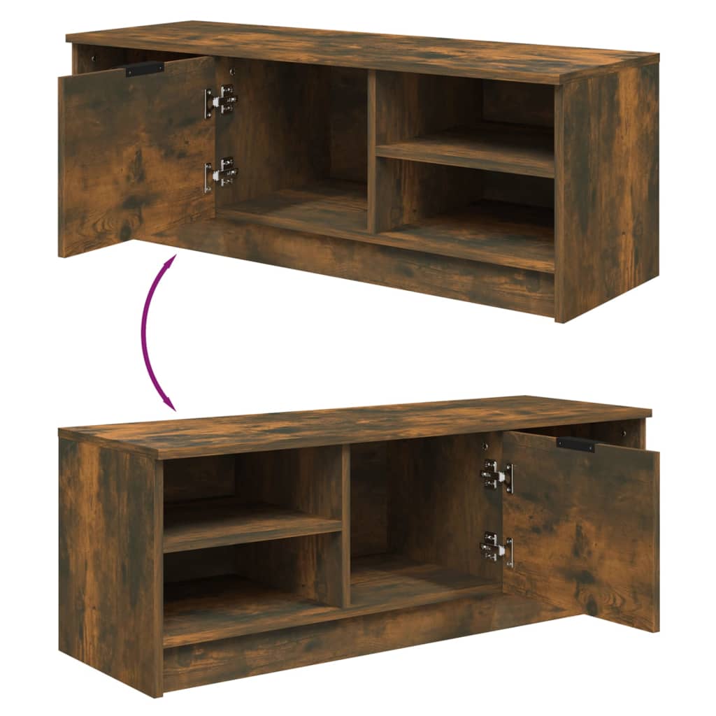 Meuble TV en chêne fumé 102x35,5x36,5 cm matériau à base de bois