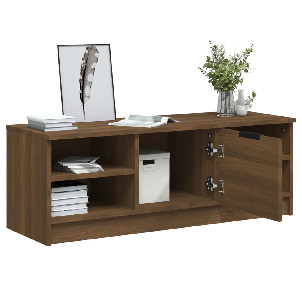 Meuble TV aspect chêne marron 102x35,5x36,5 cm matériau bois