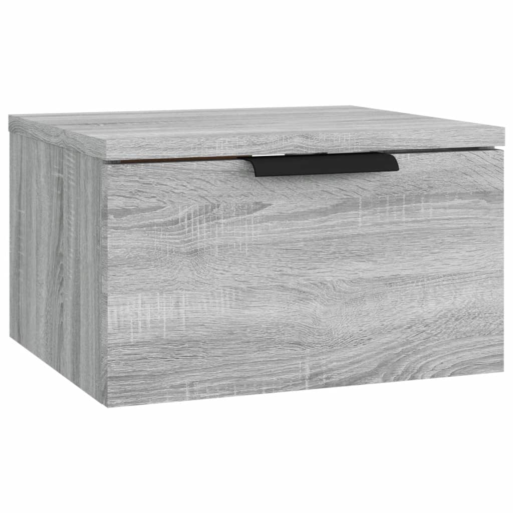 Wall-mounted bedside table, Sonoma grey, 34x30x20 cm
