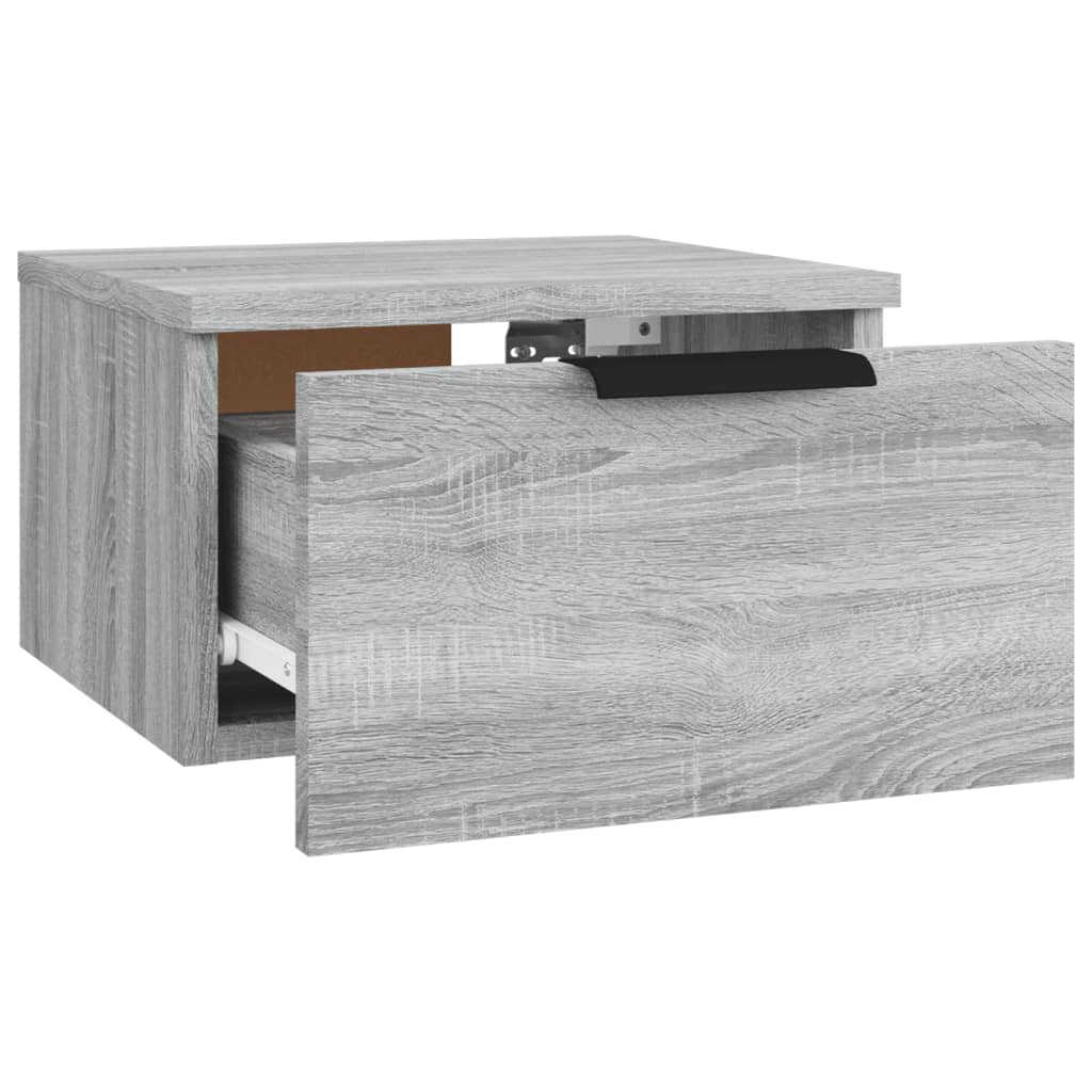 Wall-mounted bedside table, Sonoma grey, 34x30x20 cm