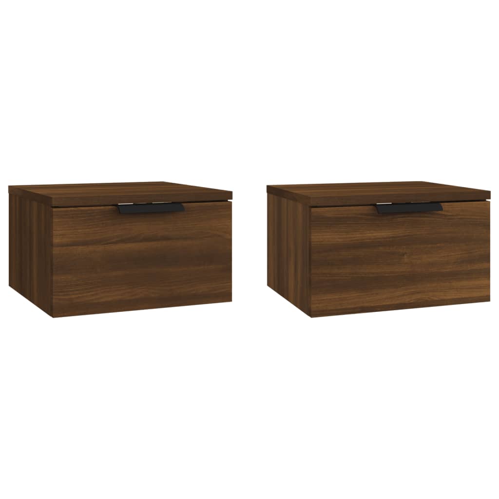 Tables de chevet murales 2 pcs. Aspect chêne marron 34x30x20 cm