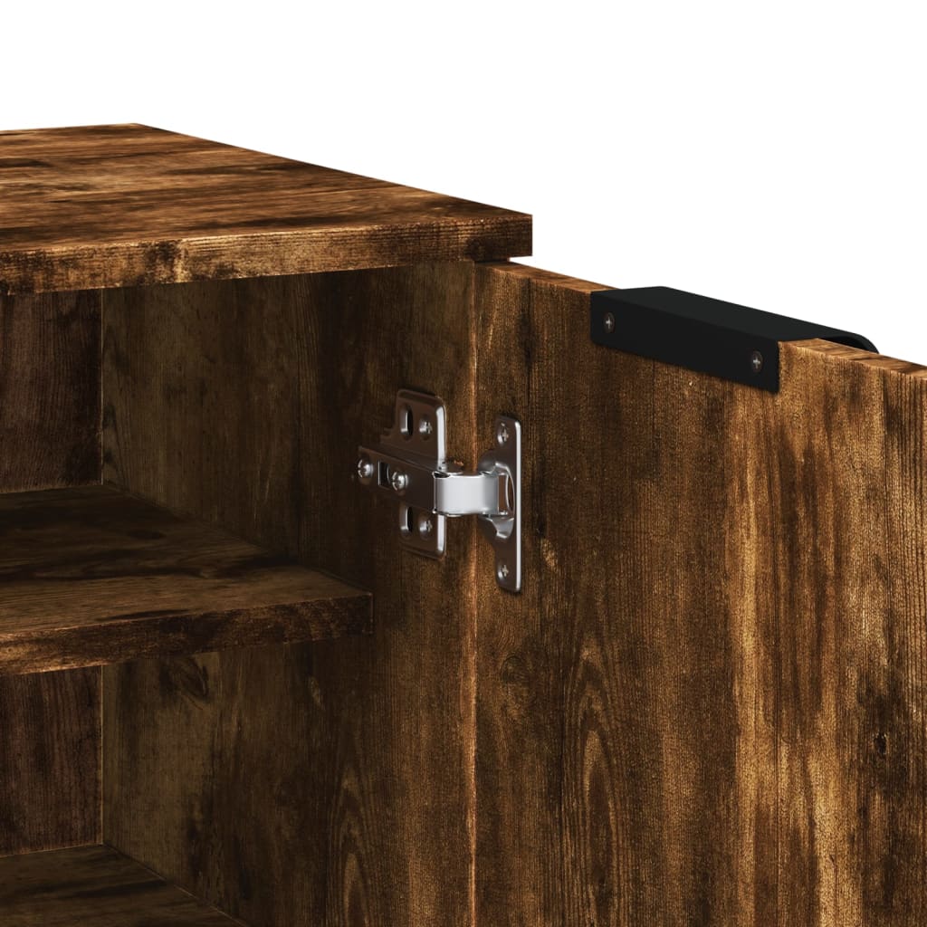 Shoe Cabinet Smoked Oak 59x35x100 cm Wood Material