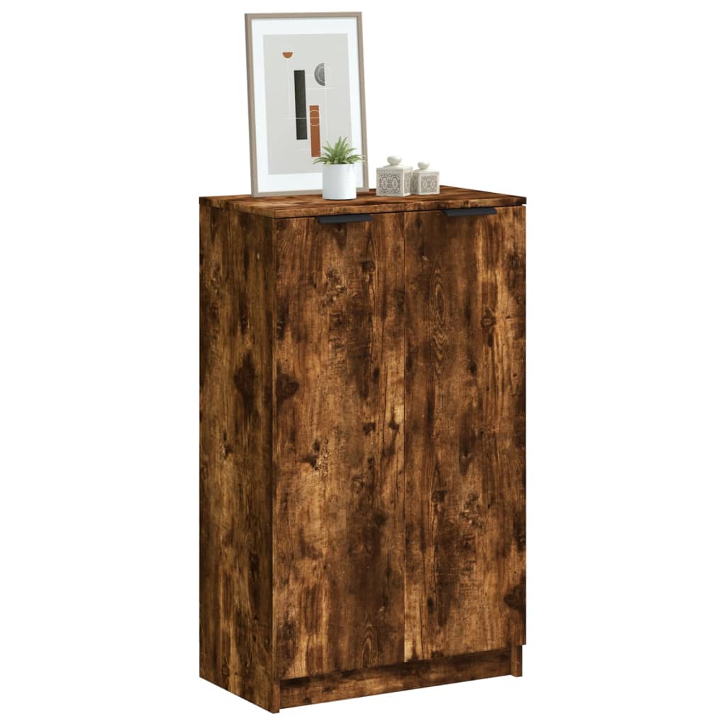Shoe Cabinet Smoked Oak 59x35x100 cm Wood Material