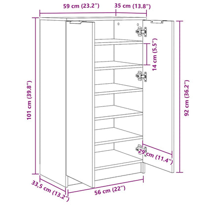Schuhschrank Grau Sonoma 59x35x100 cm Holzwerkstoff