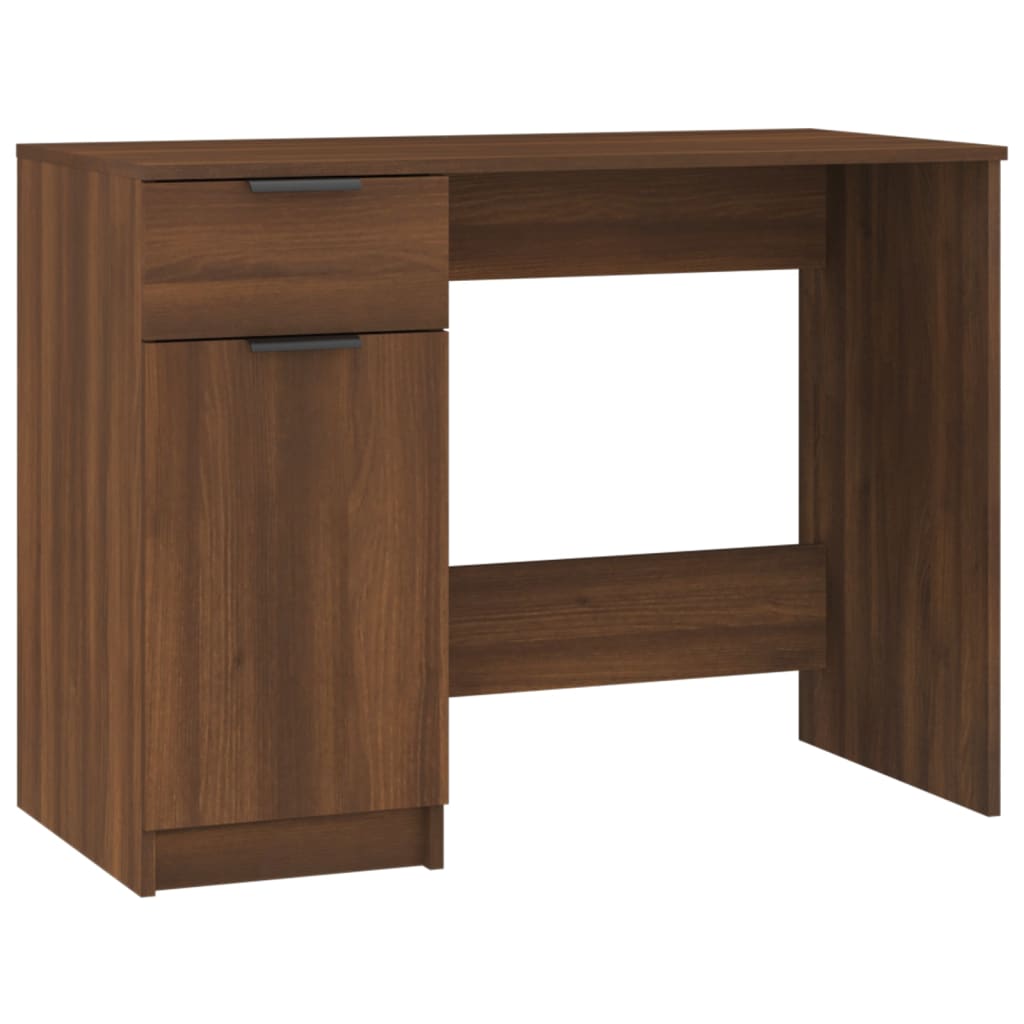 Bureau aspect chêne marron 100x50x75 cm matériau bois