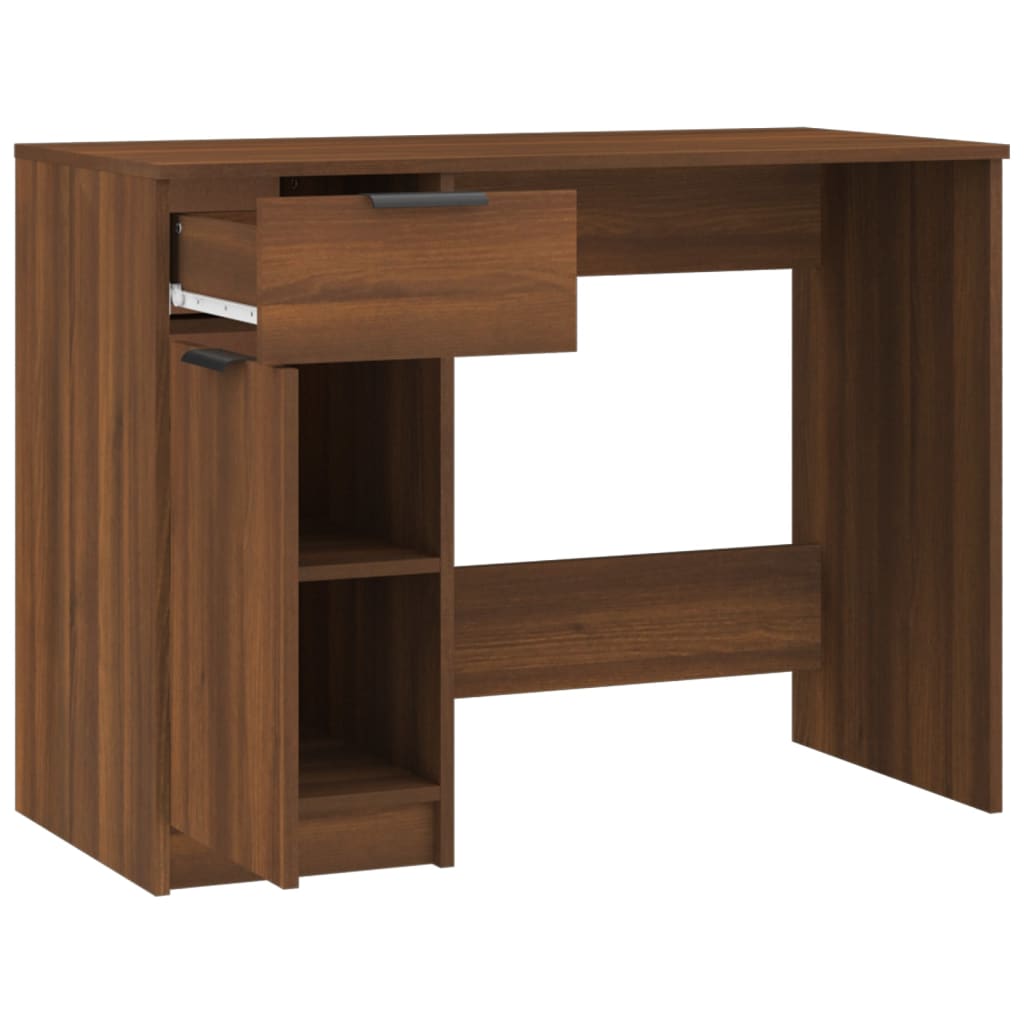 Bureau aspect chêne marron 100x50x75 cm matériau bois