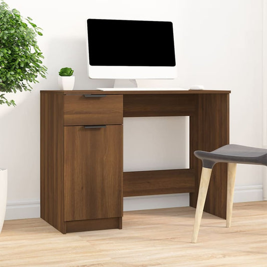 Bureau aspect chêne marron 100x50x75 cm matériau bois