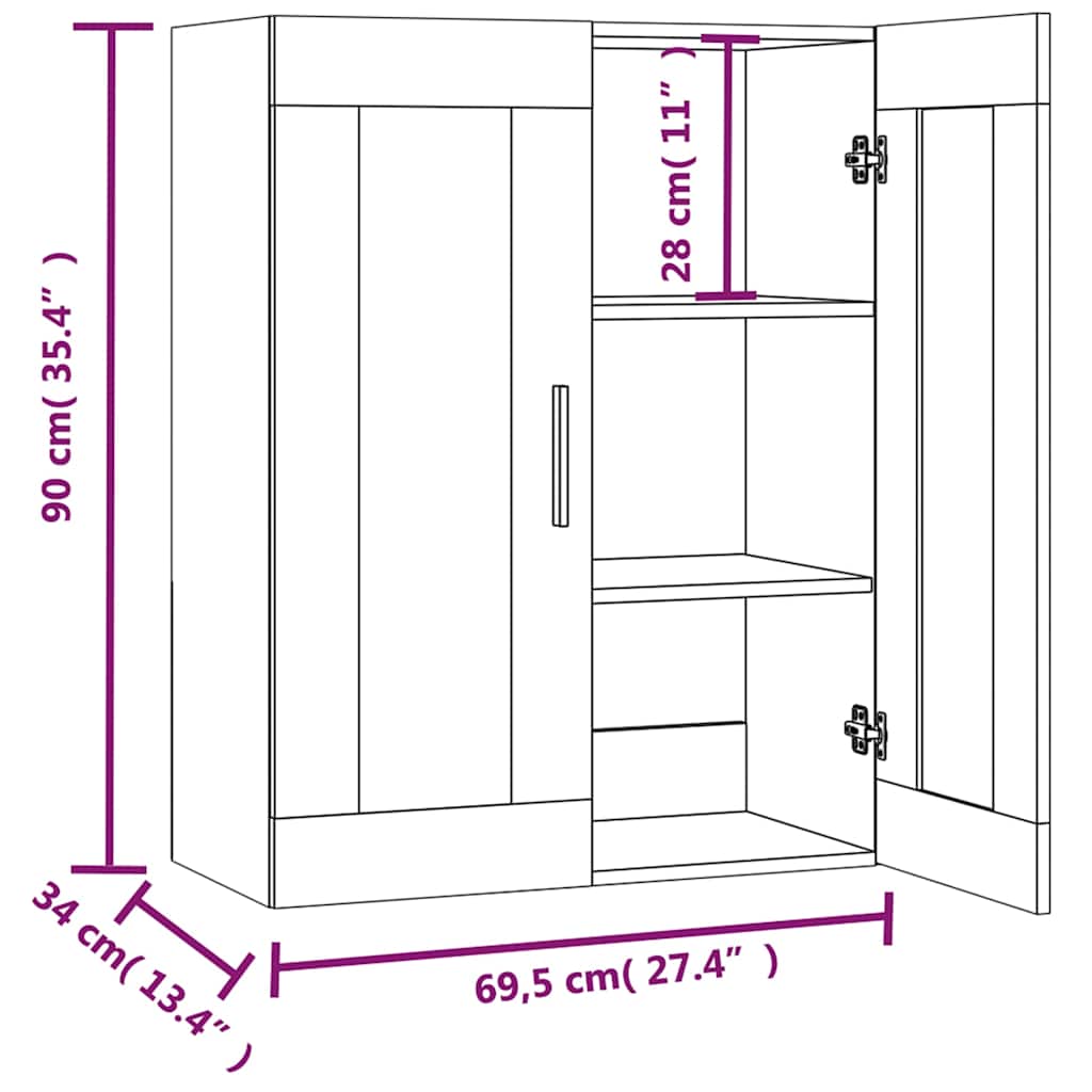 Hängeschrank Räuchereiche 69,5x34x90 cm