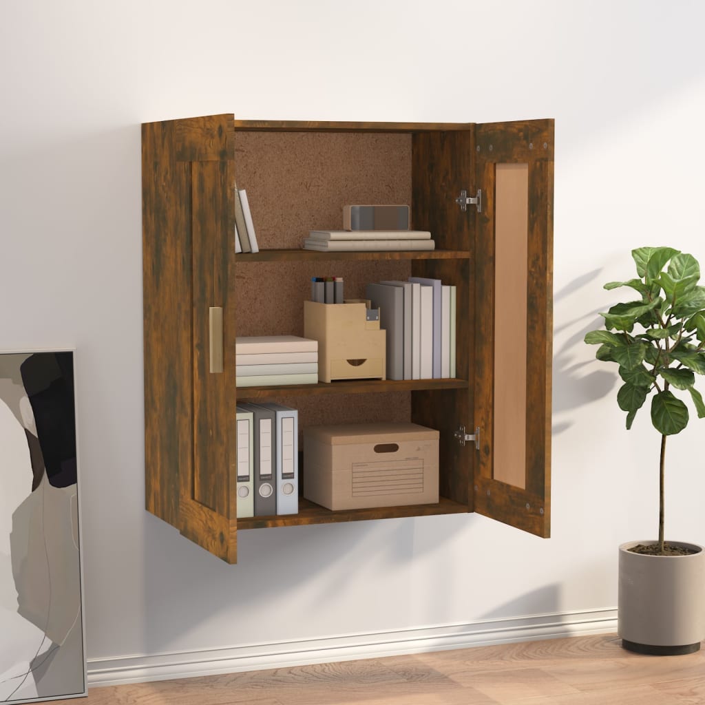 Armoire murale chêne fumé 69,5x32,5x90 cm matériau bois