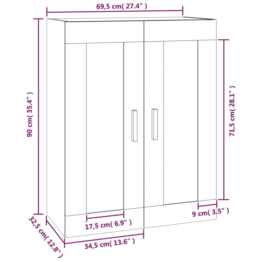 Armoire murale chêne fumé 69,5x32,5x90 cm matériau bois