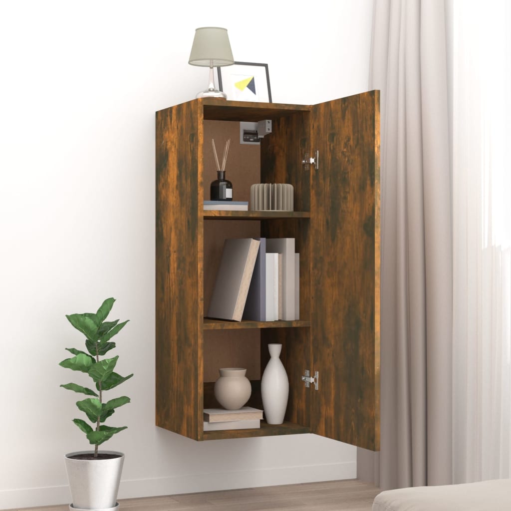 Armoire murale chêne fumé 34,5x34x90 cm matériau bois