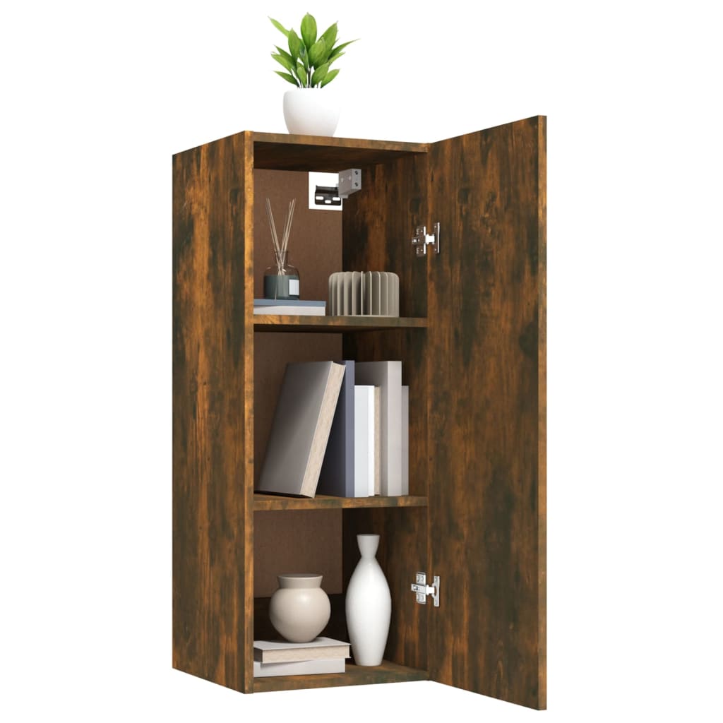 Armoire murale chêne fumé 34,5x34x90 cm matériau bois