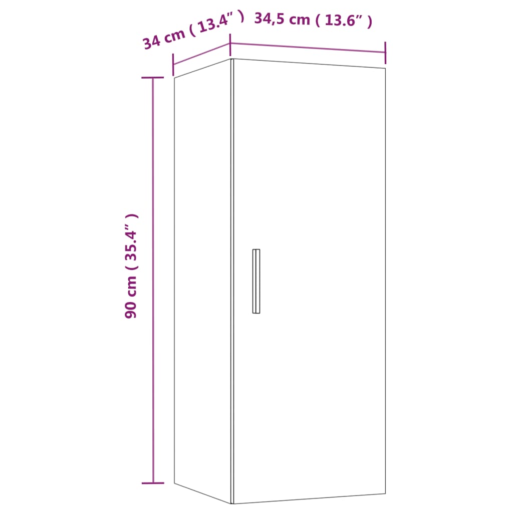 Armoire murale chêne fumé 34,5x34x90 cm matériau bois