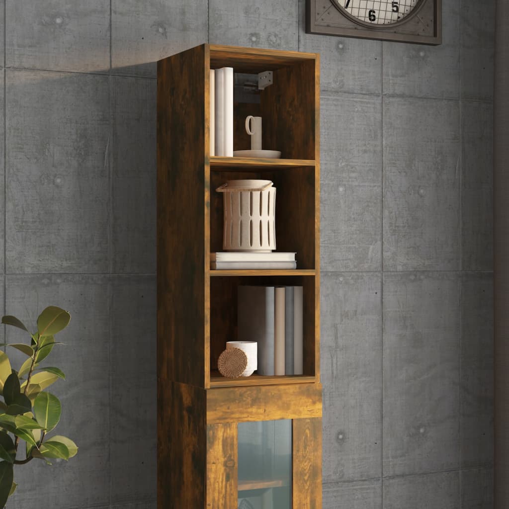 Armoire murale chêne fumé 34,5x32,5x90 cm matériau bois