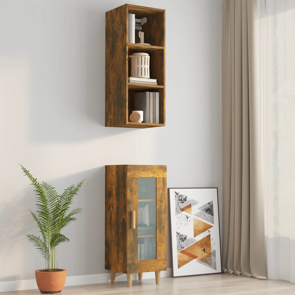 Armoire murale chêne fumé 34,5x32,5x90 cm matériau bois