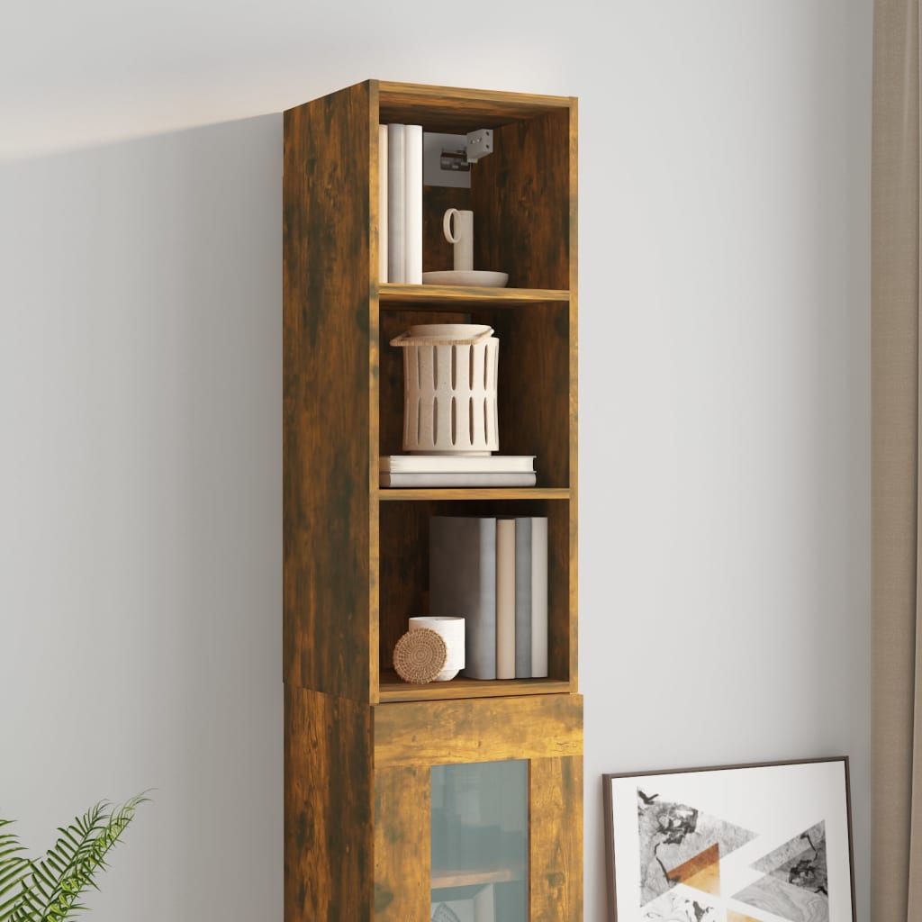 Armoire murale chêne fumé 34,5x32,5x90 cm matériau bois